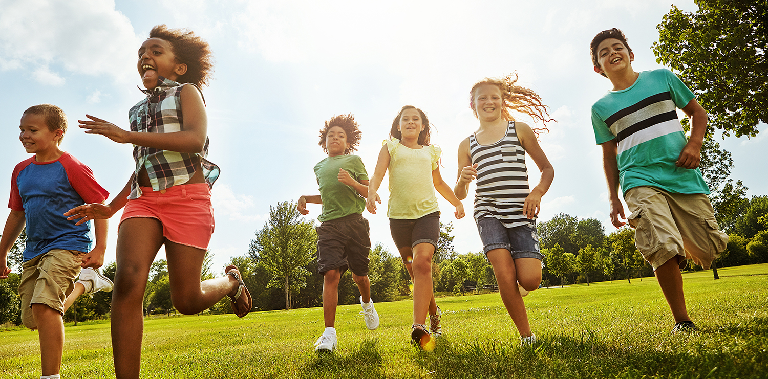 children playing in summer